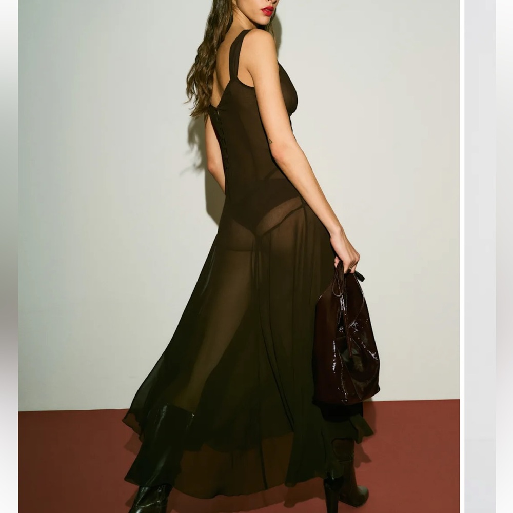 Reformation Narcissa sheer dress sz 8 BRAND NEW - Picture 2 of 7